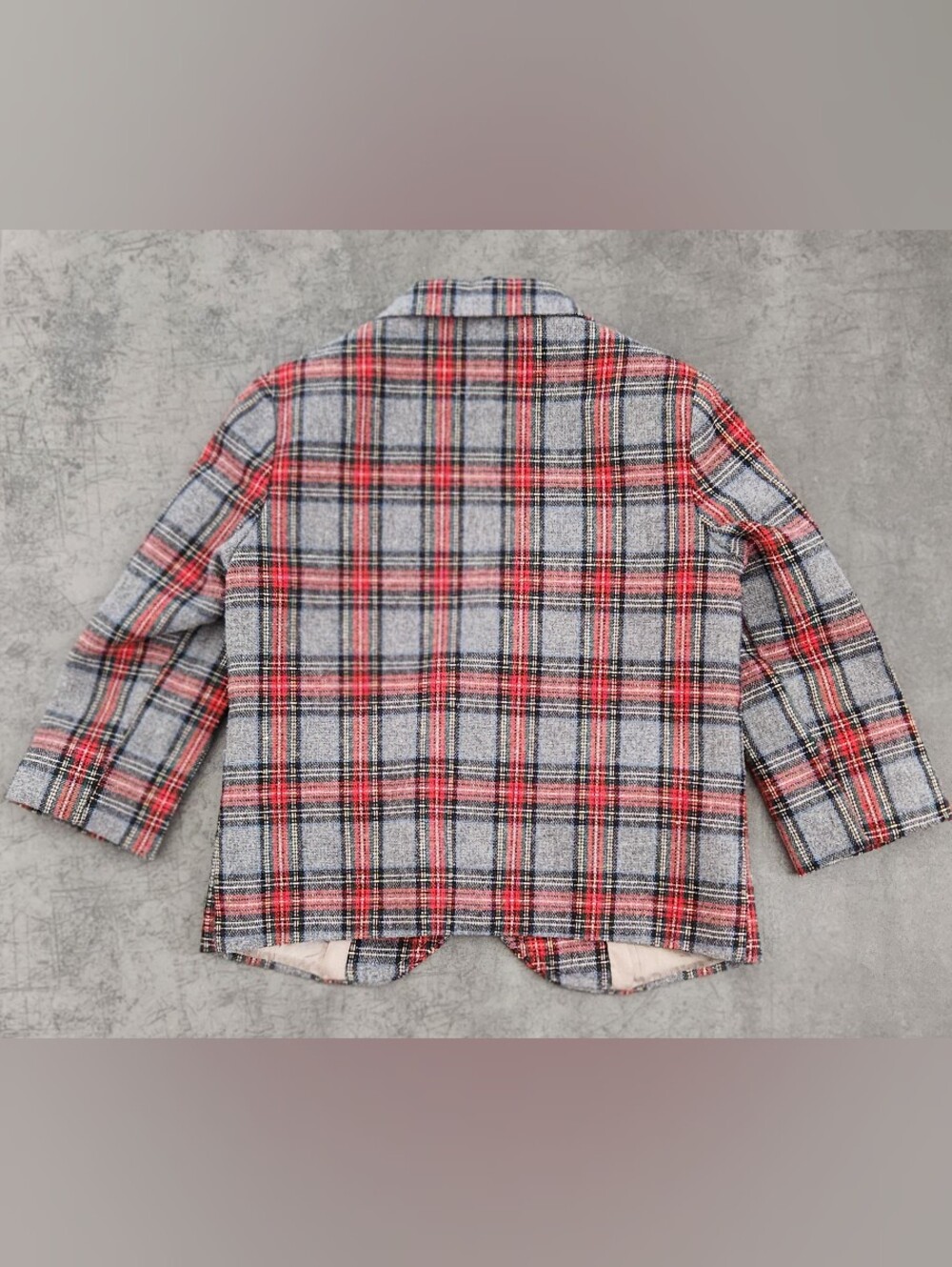 Kids Plaid Blazer Jacket in Red & Gray - Picture 2 of 2